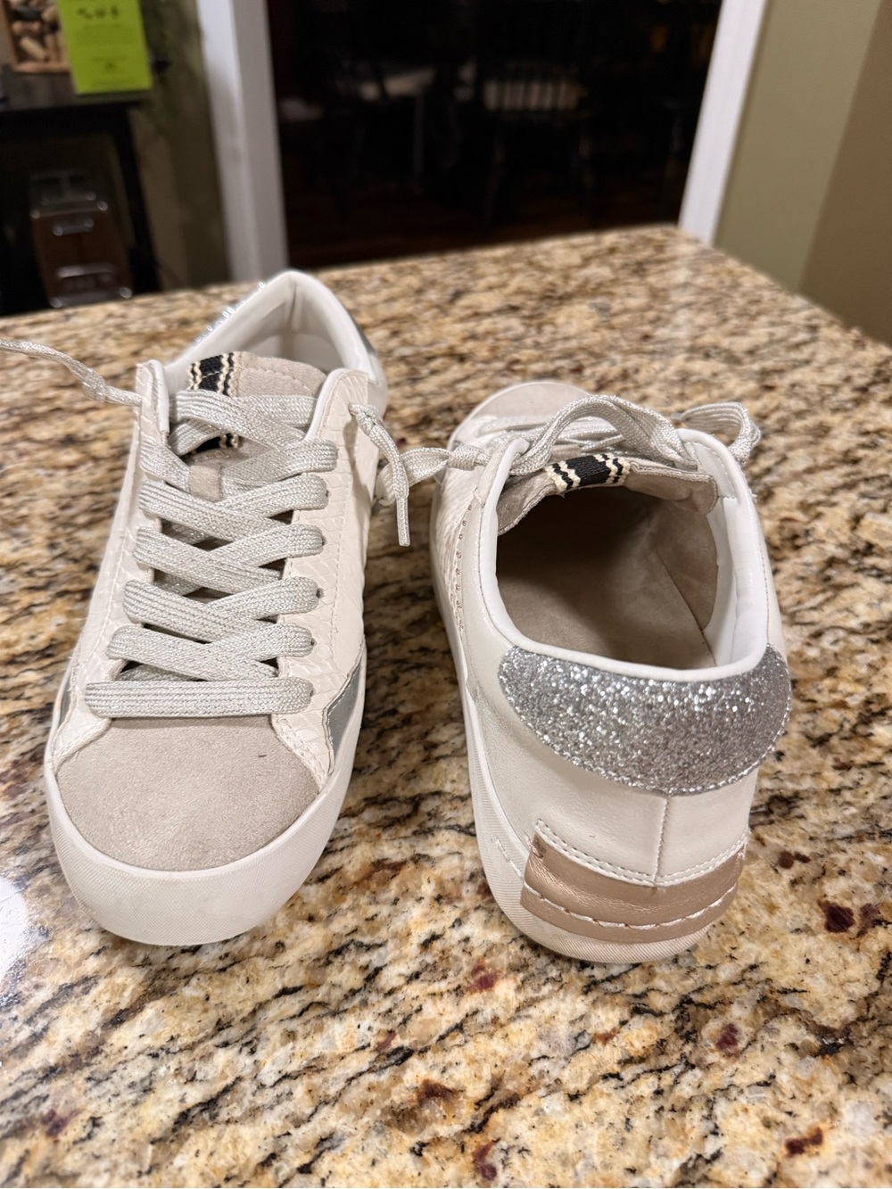ShuShop Bone Snake Glitter Lace-Up Sneakers